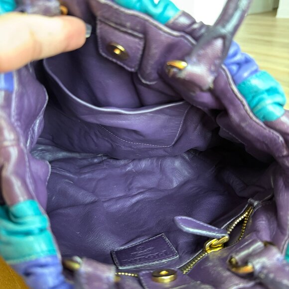 Rare vintage Prada Nappa Stripes Tote bag with orange, teal and purple stripes! - Picture 6 of 9